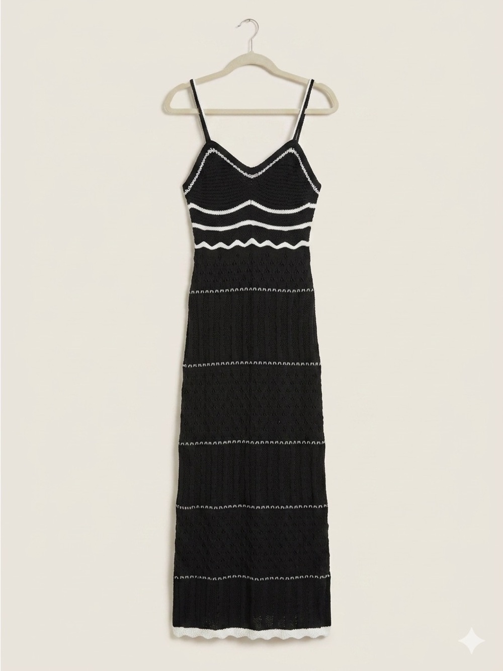Olive & Oak Black Knit Maxi Dress with White Trim